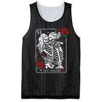 The Lovers Tarot Card Occult Skeleton Roses Gothic Kissing Mesh Reversible Basketball Jersey Tank