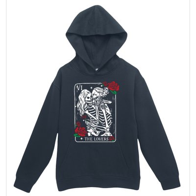 The Lovers Tarot Card Occult Skeleton Roses Gothic Kissing Urban Pullover Hoodie