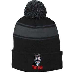 They Live!!! Stripe Pom Pom Beanie