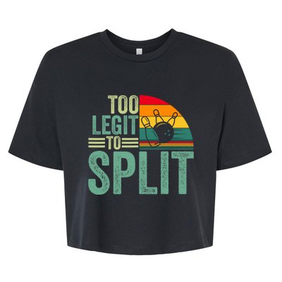 Too Ligit To Split Funny Bowlers & Bowling Player Bella+Canvas Jersey Crop Tee