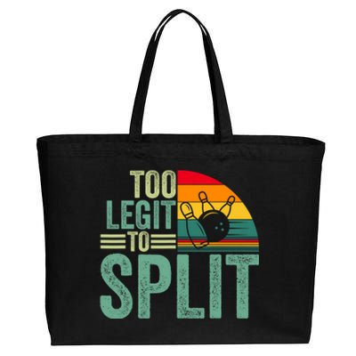 Too Ligit To Split Funny Bowlers & Bowling Player Cotton Canvas Jumbo Tote