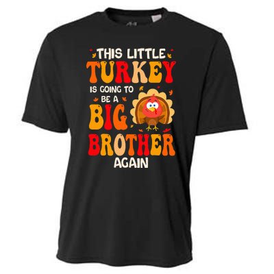 This Lil Turkey Going To Be A Big Brother Again Thanksgiving Cooling Performance Crew T-Shirt