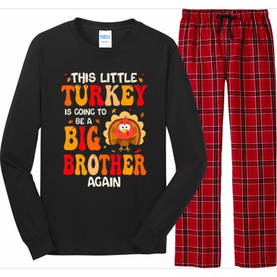 This Lil Turkey Going To Be A Big Brother Again Thanksgiving Long Sleeve Pajama Set