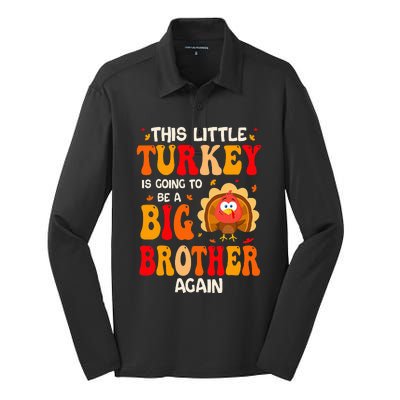 This Lil Turkey Going To Be A Big Brother Again Thanksgiving Silk Touch Performance Long Sleeve Polo