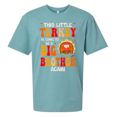 This Lil Turkey Going To Be A Big Brother Again Thanksgiving Sueded Cloud Jersey T-Shirt