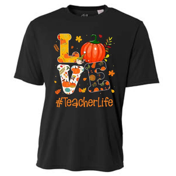 Thanksgiving Love Teacher Life Happy Fall Yall Autumn Cooling Performance Crew T-Shirt