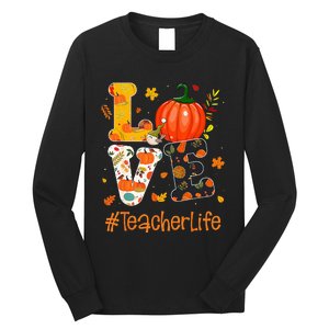 Thanksgiving Love Teacher Life Happy Fall Yall Autumn Long Sleeve Shirt