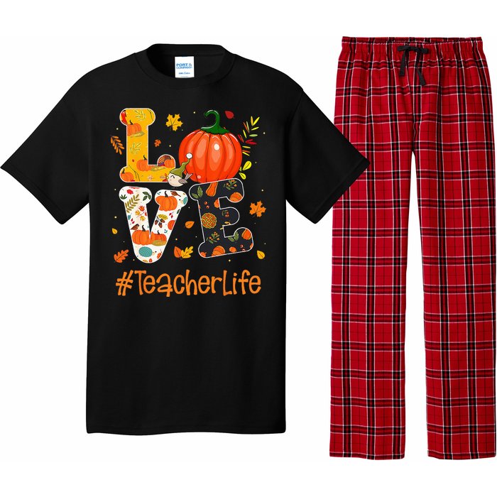 Thanksgiving Love Teacher Life Happy Fall Yall Autumn Pajama Set