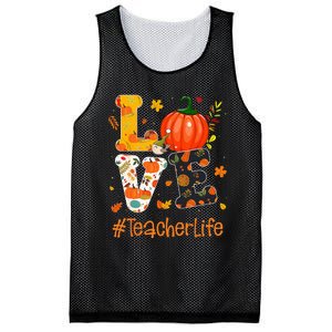 Thanksgiving Love Teacher Life Happy Fall Yall Autumn Mesh Reversible Basketball Jersey Tank