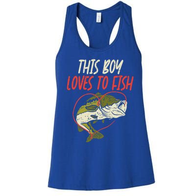 This Loves To Fish Bass Fishing Family Matching Gift Women's Racerback Tank