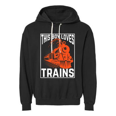 This  loves trains locomotives and wagon! boys train Garment-Dyed Fleece Hoodie