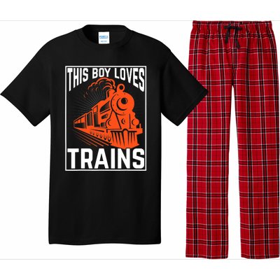 This  loves trains locomotives and wagon! boys train Pajama Set