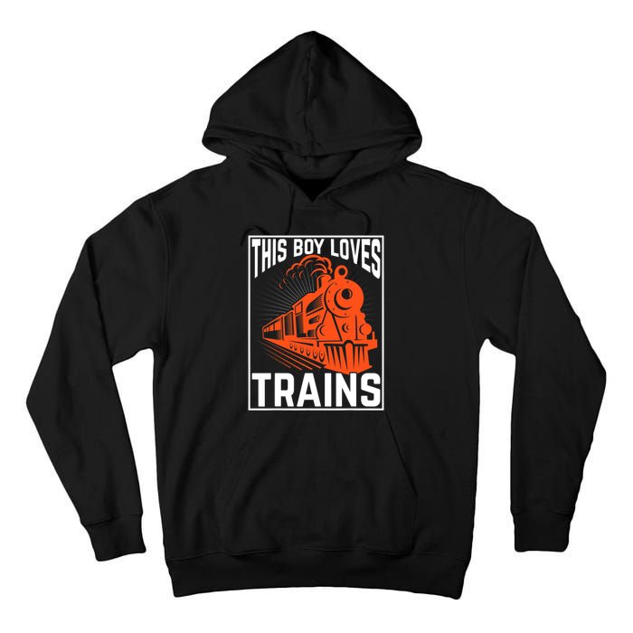 This  loves trains locomotives and wagon! boys train Tall Hoodie