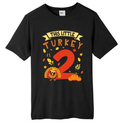 This Little Turkey Is 2 Years Happy Birthday Thanksgiving Tall Fusion ChromaSoft Performance T-Shirt