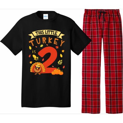 This Little Turkey Is 2 Years Happy Birthday Thanksgiving Pajama Set