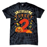 This Little Turkey Is 2 Years Happy Birthday Thanksgiving Tie-Dye T-Shirt