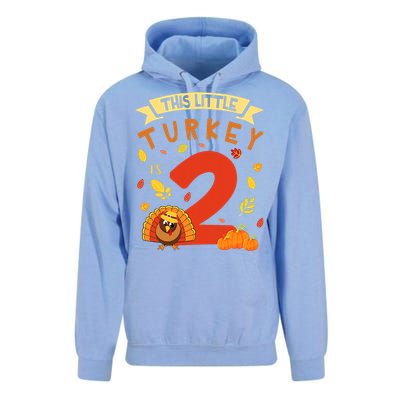 This Little Turkey Is 2 Years Happy Birthday Thanksgiving Unisex Surf Hoodie