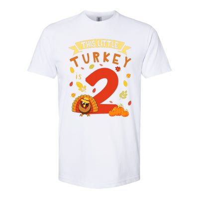 This Little Turkey Is 2 Years Happy Birthday Thanksgiving Softstyle CVC T-Shirt