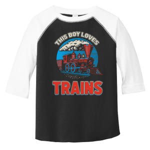 This  loves trains locomotives and wagon! boys train Toddler Fine Jersey T-Shirt