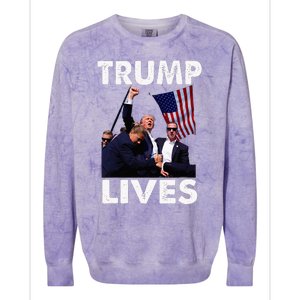 Trump Live Trump Shot Fist Pump Colorblast Crewneck Sweatshirt