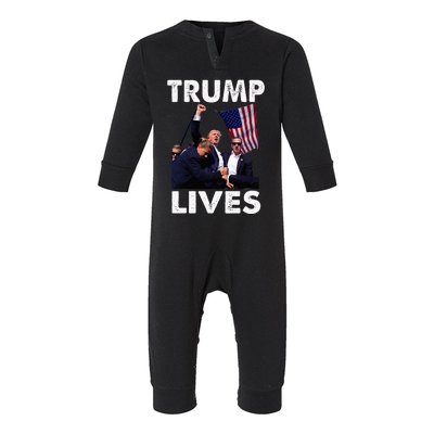 Trump Live Trump Shot Fist Pump Infant Fleece One Piece