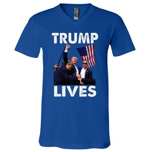 Trump Live Trump Shot Fist Pump V-Neck T-Shirt