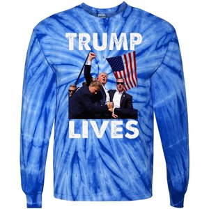 Trump Live Trump Shot Fist Pump Tie-Dye Long Sleeve Shirt