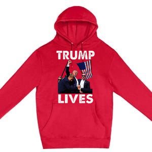 Trump Live Trump Shot Fist Pump Premium Pullover Hoodie