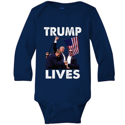 Trump Live Trump Shot Fist Pump Baby Long Sleeve Bodysuit