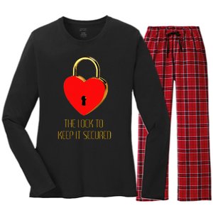 The Lock To Keep It Secured  Women's Long Sleeve Flannel Pajama Set 