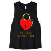 The Lock To Keep It Secured  Women's Racerback Cropped Tank