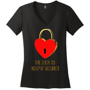 The Lock To Keep It Secured  Women's V-Neck T-Shirt