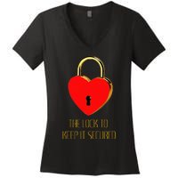 The Lock To Keep It Secured  Women's V-Neck T-Shirt