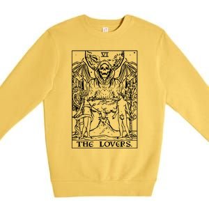 The Lovers Tarot Card Halloween Grim Reaper Gothic Horror Premium Crewneck Sweatshirt