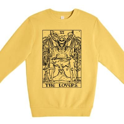 The Lovers Tarot Card Halloween Grim Reaper Gothic Horror Premium Crewneck Sweatshirt