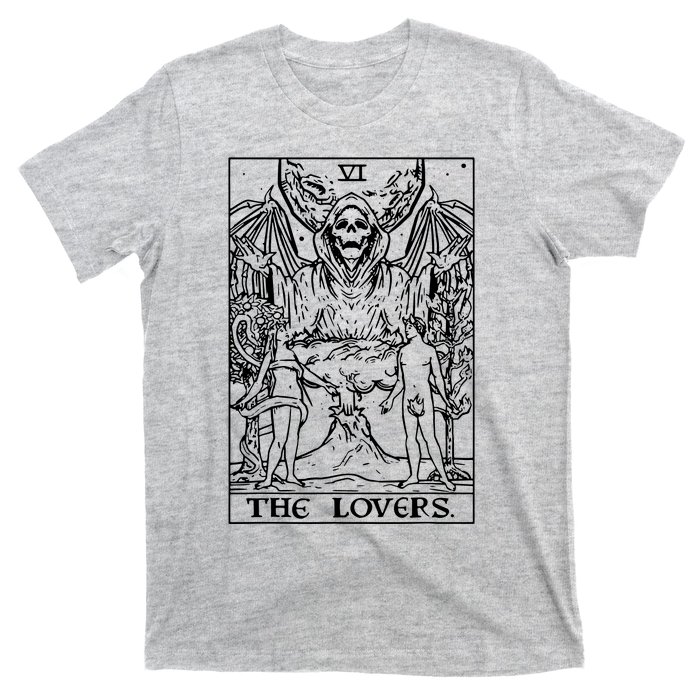 The Lovers Tarot Card Halloween Grim Reaper Gothic Horror T-Shirt