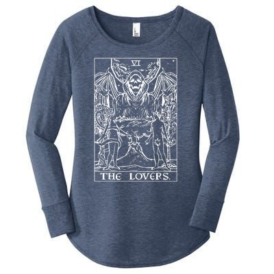 The Lovers Tarot Card Halloween Grim Reaper Gothic Horror Women's Perfect Tri Tunic Long Sleeve Shirt