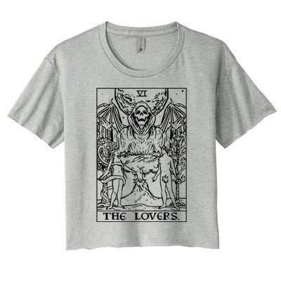 The Lovers Tarot Card Halloween Grim Reaper Gothic Horror Women's Crop Top Tee