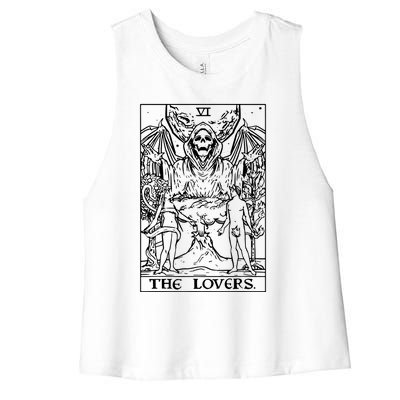 The Lovers Tarot Card Halloween Grim Reaper Gothic Horror Women's Racerback Cropped Tank