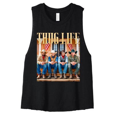 Thug Life Trump Vance Kennedy Elon Women's Racerback Cropped Tank