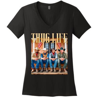 Thug Life Trump Vance Kennedy Elon Women's V-Neck T-Shirt