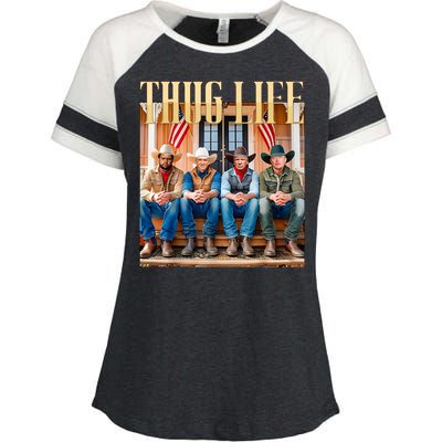 Thug Life Trump Vance Kennedy Elon Enza Ladies Jersey Colorblock Tee