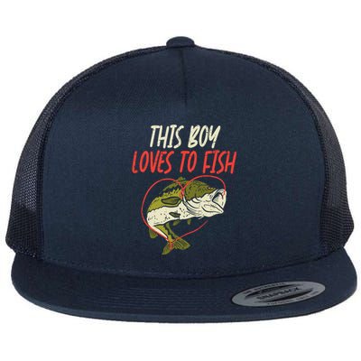 This Loves To Fish Bass Fishing Family Matching Gift Flat Bill Trucker Hat