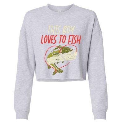 This Loves To Fish Bass Fishing Family Matching Gift Cropped Pullover Crew