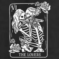 The Lovers Tarot Card Occult Goth Kissing Lesbian Skeleton 7 Panel Mesh Trucker Snapback Hat