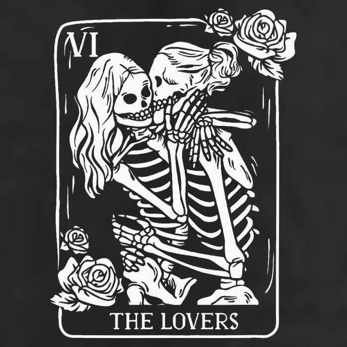The Lovers Tarot Card Occult Goth Kissing Lesbian Skeleton 7 Panel Mesh Trucker Snapback Hat