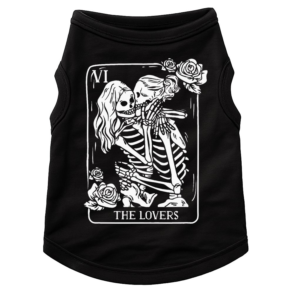 The Lovers Tarot Card Occult Goth Kissing Lesbian Skeleton Doggie Tank