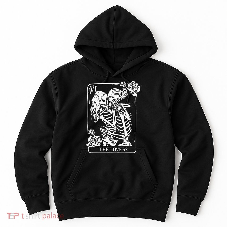 The Lovers Tarot Card Occult Goth Kissing Lesbian Skeleton Hoodie