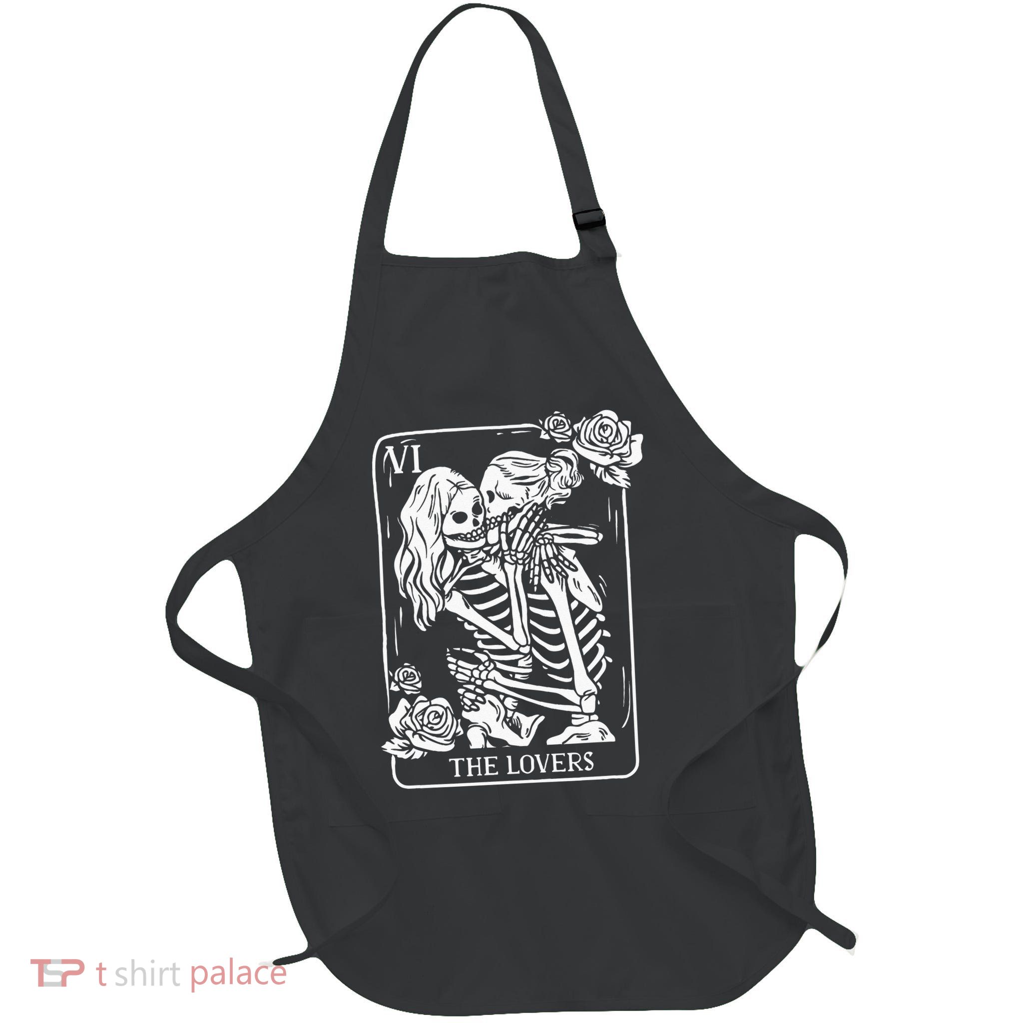 The Lovers Tarot Card Occult Goth Kissing Lesbian Skeleton Apron
