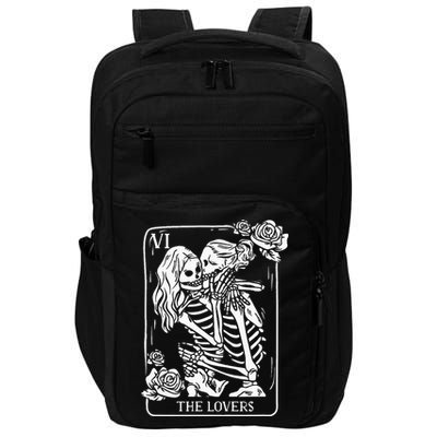 The Lovers Tarot Card Occult Goth Kissing Lesbian Skeleton Impact Tech Backpack